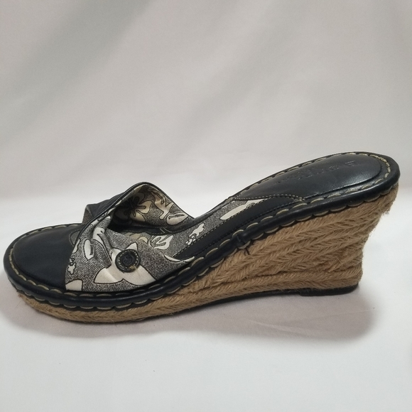 ✨ Born Leather / Floral Wedge Espadrilles Sa… - Picture 4 of 12